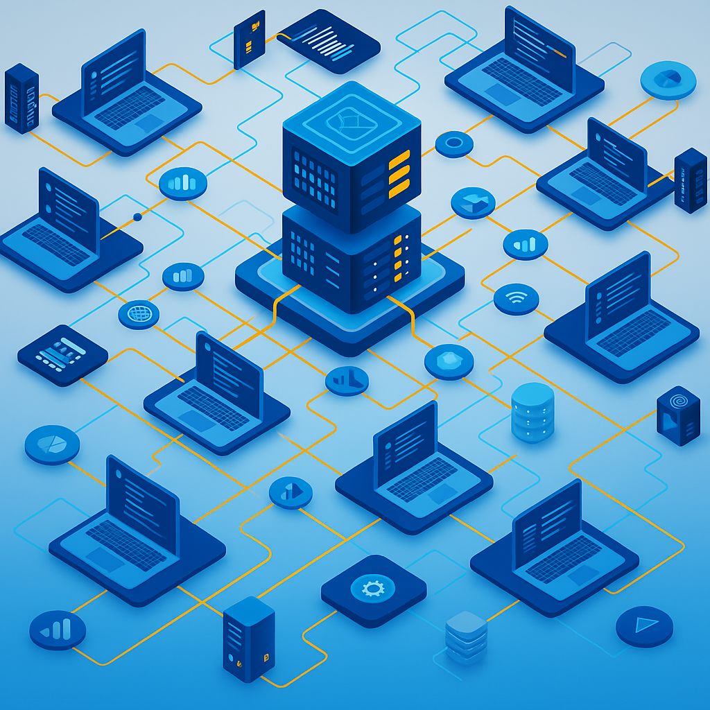 Racks, Switches und Netzwerkdiagramm